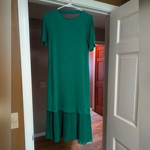 NEW Asos Size 2 Women's Green Midi Dress Pleated Hem